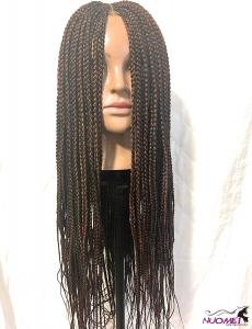 L-002Wine Braided Wigs with Lace frontal Box Braids with perfect finishing