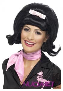 A0101 50s Flicked Beehive Black Wig
