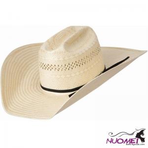 F0020 Poli Rope Tan & Natural Straw 5in. Brim Open Crown Cowboy Hat