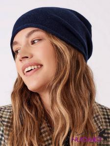 H0027 Brora Cashmere Slouchy Beanie Hat, French Navy