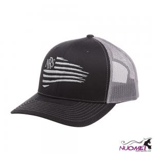 F0062 Ranch Flag Black and Charcoal Cap