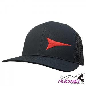 F0011 Fast Back Black Cap with Red Rocket Patch