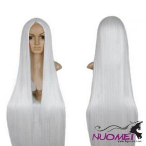 A0171 white and long straight hair wig fashion cosplay 100CM White