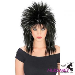 A0173 Rubies Rockin Diva Wig with Tinsel, Black/Silver, One Size