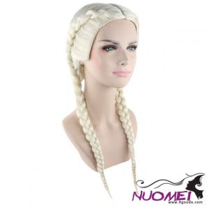 A0175 Womens Double Braid Blonde Wigs Long Hairpiece for Cosplay