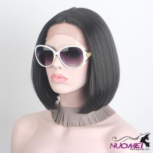 H0060 Black Synthetic Lace Front Wigs 10inch Short Straight Hair