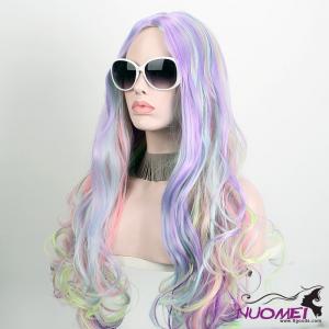 H0061 Multicolored Cosplay Curly Synthetic Hair Part