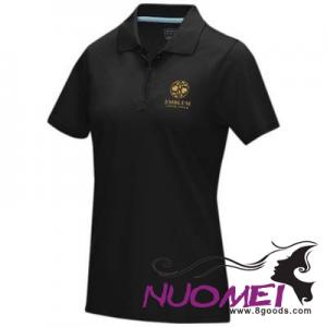 D0186 GRAPHITE GREY SHORT SLEEVE LADIES GOTS ORGANIC POLO XS in Solid Black