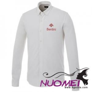 D0217 BIGELOW LONG SLEEVE MENS PIQUE SHIRT in White Solid