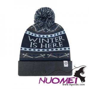 F0138 ACRYLIC PULL UP BEANIE with Bobble