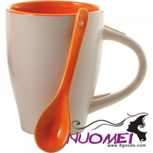 D0451 COFFEE MUG with Spoon in Orange