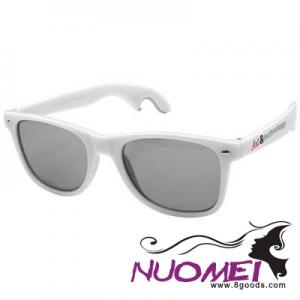 B0510 SUN RAY SUNGLASSES with Bottle Opener in White Solid