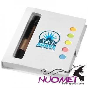 F0413 COLOUR STICKY NOTES BOOKLET with Pen in White Solid