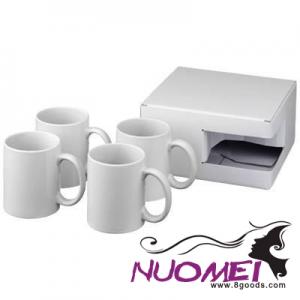 D0588 CERAMIC SUBLIMATION MUG 4-PIECES GIFT SET in White Solid