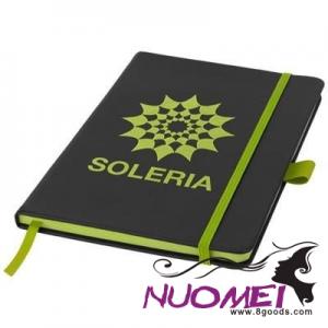 D0634 COLOUR-EDGE A5 HARD COVER NOTE BOOK in Black Solid-lime