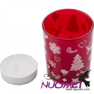 B0701 GLASS CANDLE HOLDER in Red
