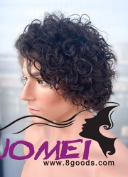 F1089 10" Short Curly Black Bob Lace Front Remy Natural Hair Wig