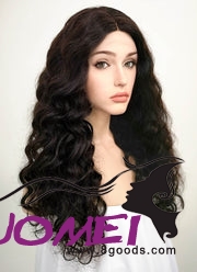 F1096 20" Long Curly Off Black Lace Front Remy Natural Hair Wig
