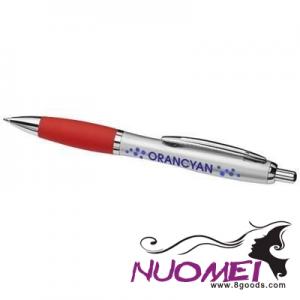 D0658 CURVY BALL PEN with Metal Barrel in Silver-red