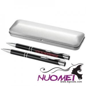 D0728 DUBLIN WRITING SET in Black Solid-silver