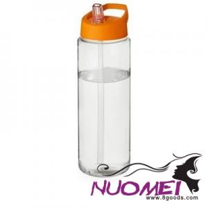 A0358 H2O VIBE 850 ML SPOUT LID SPORTS BOTTLE in Clear Transparent & Orange