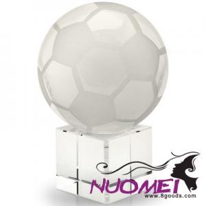 D0962 BALL AND BASE WHITE GLASS FOOTBALL PAPERWEIGHT