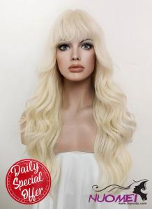 D0974 Platinum Blonde Wavy Synthetic Hair Wig