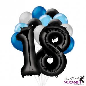 D1013 Premium Black & Blue Classic 18 Balloon Bouquet, 14pc