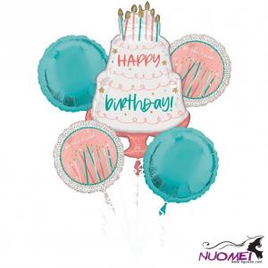 D1015 Happy Cake Day Birthday Balloon Bouquet 5pc