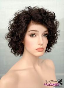 F1040 8" Short Curly Black Bob Lace Front