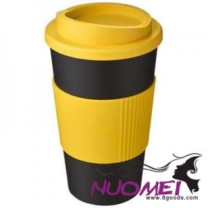 H0525 350 ML THERMAL INSULATED TUMBLER with Grip in Black Solid-yellow