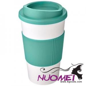 H0526 350 ML THERMAL INSULATED TUMBLER with Grip in White Solid-aqua