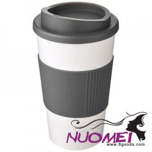 H0527 350 ML THERMAL INSULATED TUMBLER with Grip in White Solid-grey