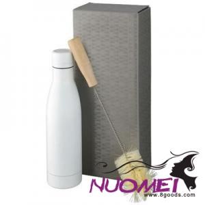 A0373 VASA COPPER VACUUM THERMAL INSULATED BOTTLE with Brush Set in White Solid