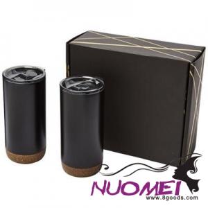 A0381 VALHALLA TUMBLER COPPER VACUUM THERMAL INSULATED GIFT SET in Black Solid