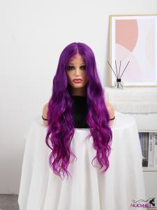 w0009Front lace full head set medium parted long hair big waves rose powder