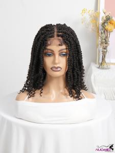 w0094Chemical fiber wig Black short braid wig front lace