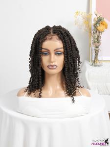 w0095Chemical fiber wig Black short braid wig front lace